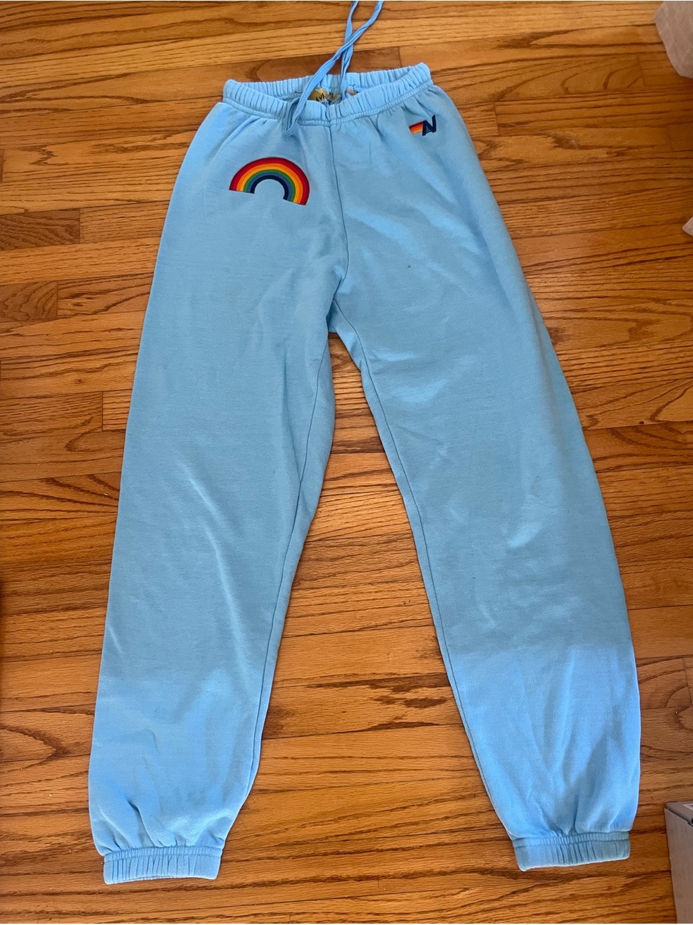 Aviator Nation Light Blue womens Rainbow Sweatpants  size XS
